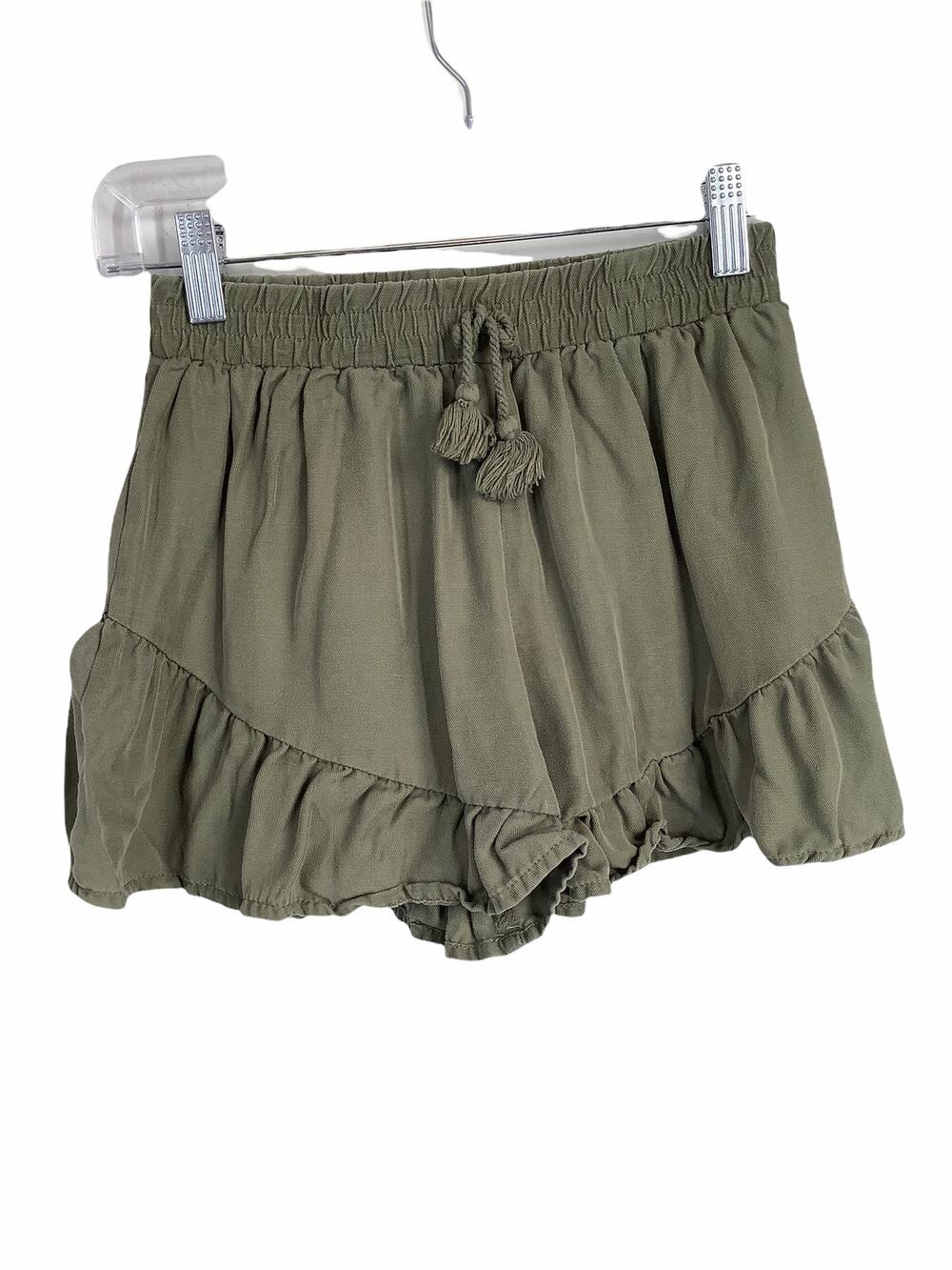 Art Class Army Green Ruffled Tassel Tie Mini Skirt Kid's Youth Size Medium 7/8